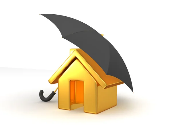 Hus och paraply — Stockfoto