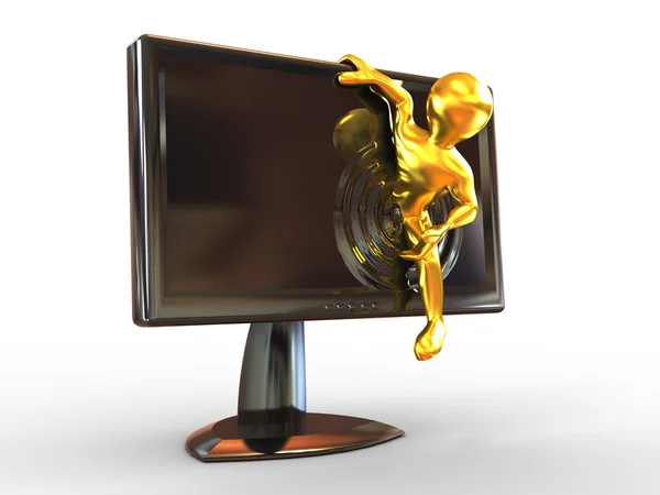 Muži v monitoru. 3D — Stock fotografie