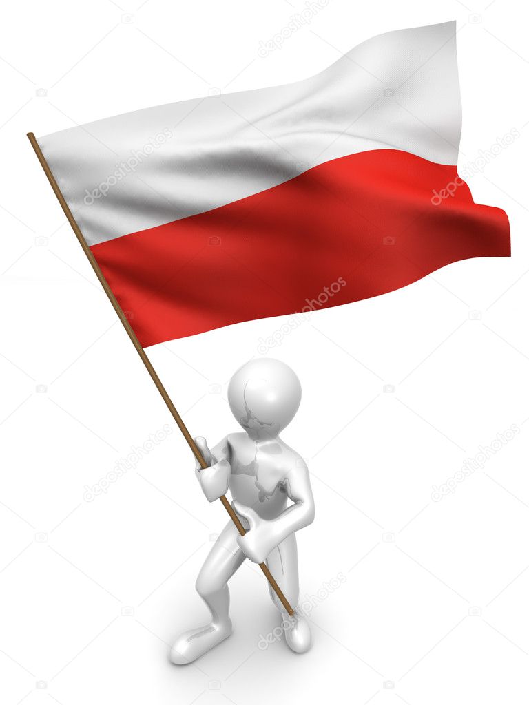Men with flag. Poland