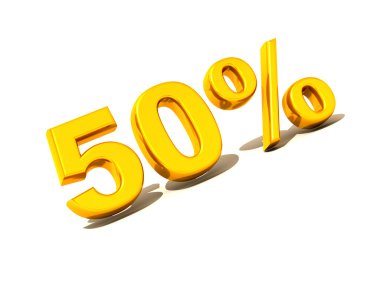 Fifty percent. Gold clipart