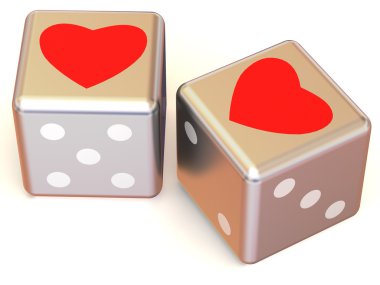 Cubes with Hearts. Love. 3d clipart