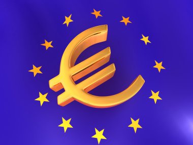 euro Avrupa bayrağı üzerinde bir iz