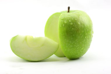 The sliced green apple clipart