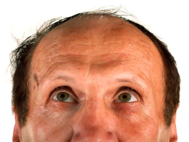 Balding mail looking up clipart