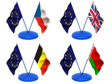 bayraklar. Euro, İngiltere'de, Beyaz Rusya, Belçika, Çek
