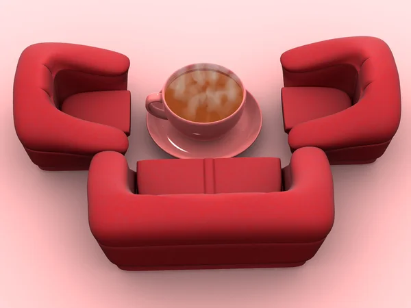 Кресло с чашкой кофе — стоковое фото