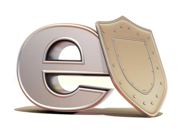 Shield with symbol for internet. — Stock Photo, Image