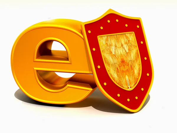 Shield with symbol for internet — Stock Photo, Image