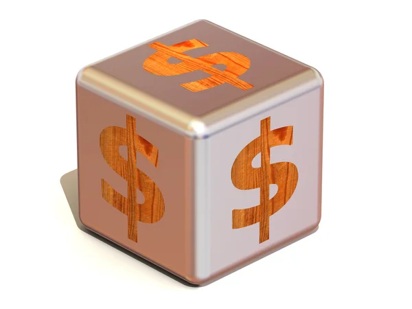 Cubo con dollaro — Foto Stock