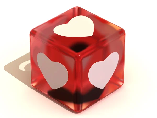 Cube avec cœur. 3d — Photo