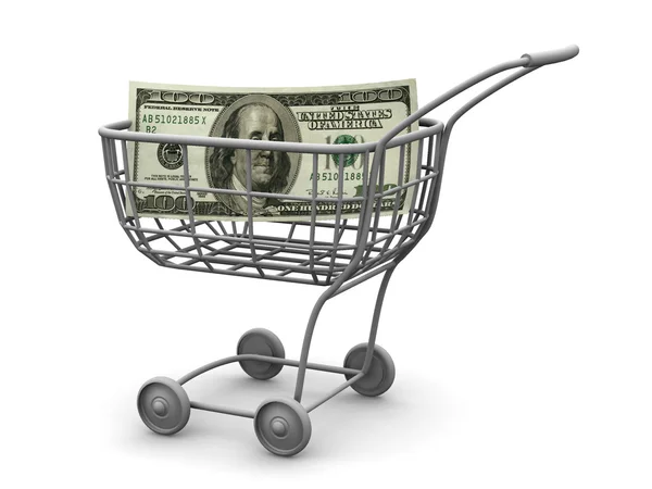 Consumer basket with dollar — Stock Photo, Image