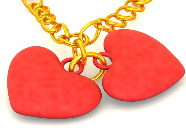 Łańcuch z dwóch serc — Zdjęcie stockowe