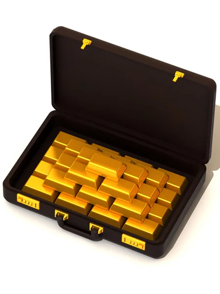 Suitcase with gold — Stock Photo, Image