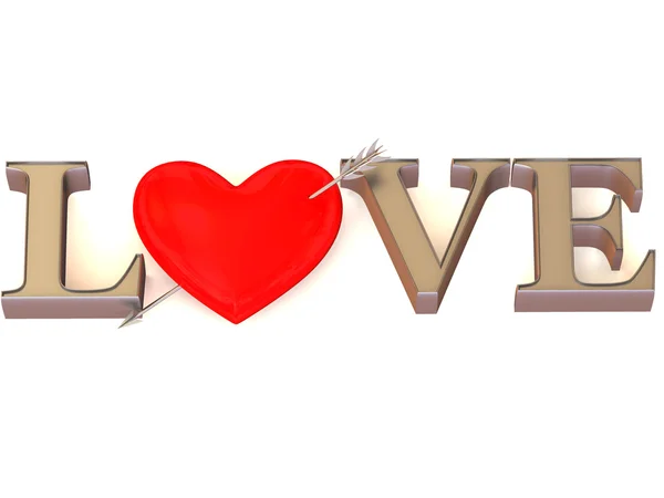 Tekst "love" met hart — Stockfoto