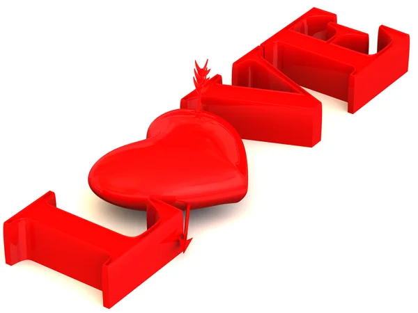 Texten "love" med hjärta — Stockfoto