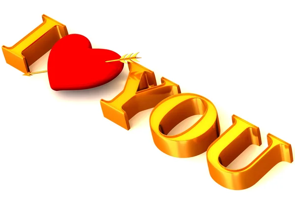 Text "Ich liebe dich" mit Herz — Stockfoto