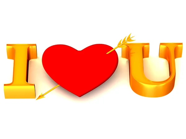 Text "Ich liebe dich" mit Herz — Stockfoto