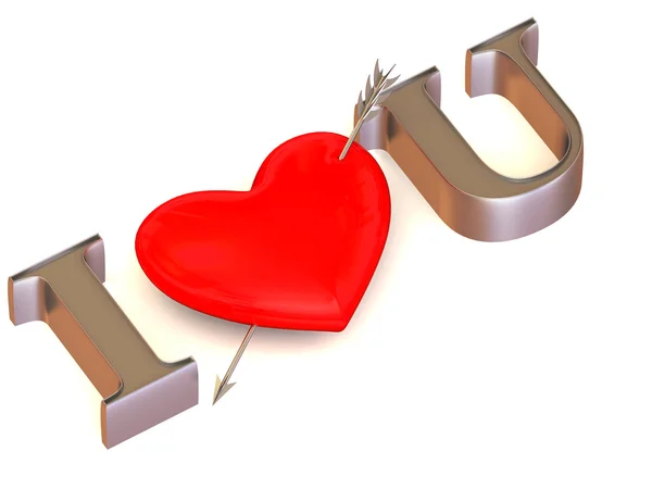 Texten "i love you" med hjärta — Stockfoto
