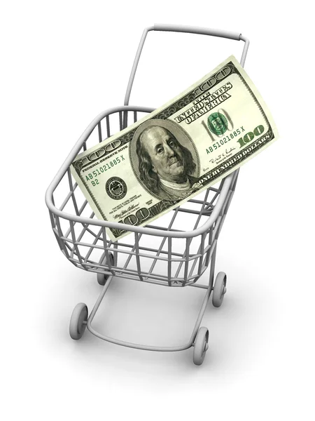 Consumer basket with dollar — Stock Photo, Image