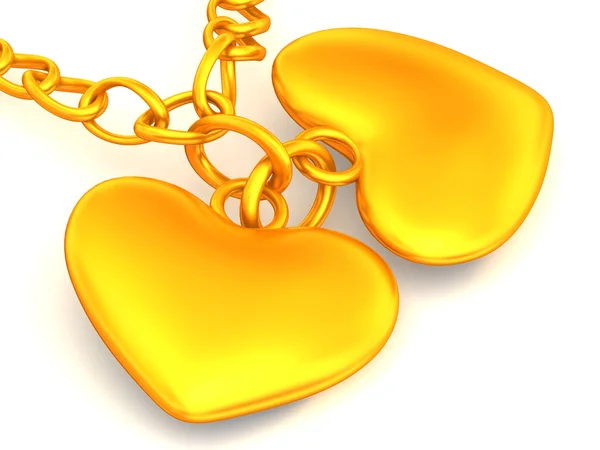 Řetěz se dvěma srdce — Stock fotografie