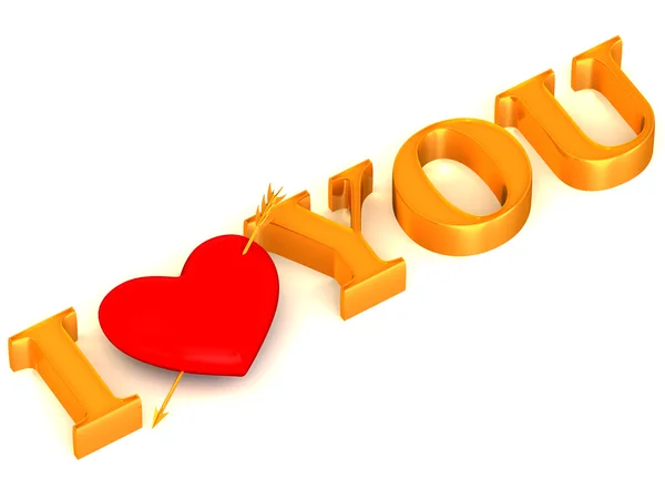 Tekst "i love you" met hart — Stockfoto