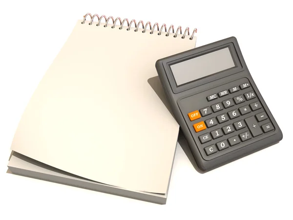 Калькулятор, ноутбук — стоковое фото