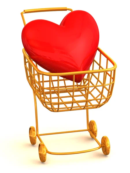 Cesta do consumidor com coração — Fotografia de Stock