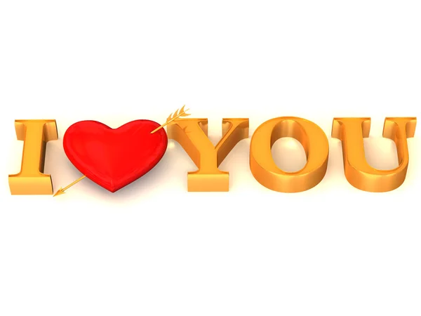 Texto "Eu te amo" com coração — Fotografia de Stock