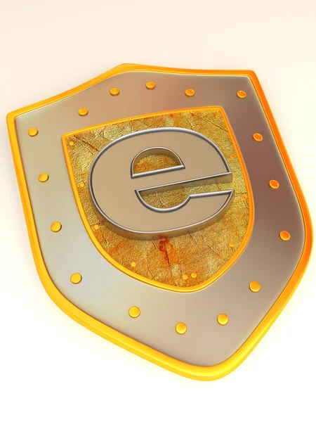 Escudo con símbolo para internet. 3d —  Fotos de Stock