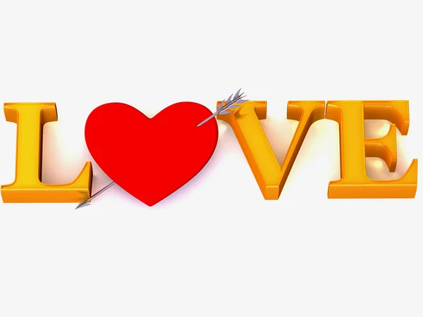 Text "LOVE" with Heart — Stock Photo, Image