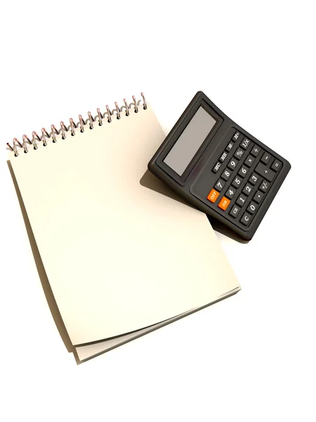Calculadora, cuaderno — Foto de Stock