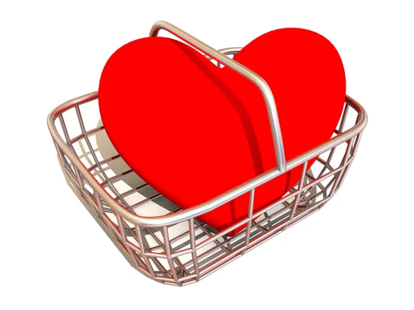 消费者的购物篮的心 — 图库照片