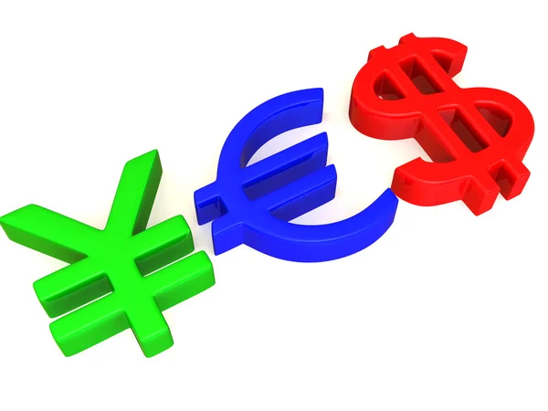 SÍ de los signos yen, dólar y euro — Foto de Stock