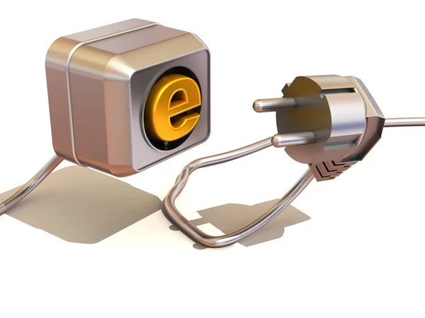 Plug and socket com símbolo para internet — Fotografia de Stock