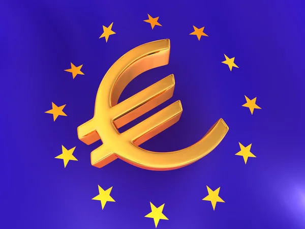 stock image Sign of Euro on European flag