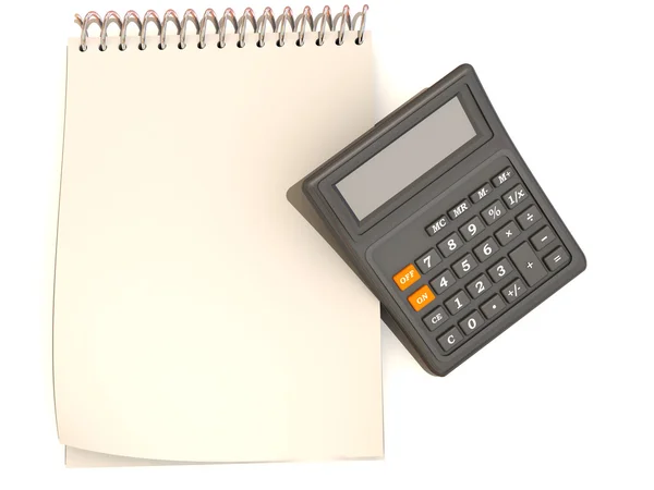 Taschenrechner, Notebook — Stockfoto