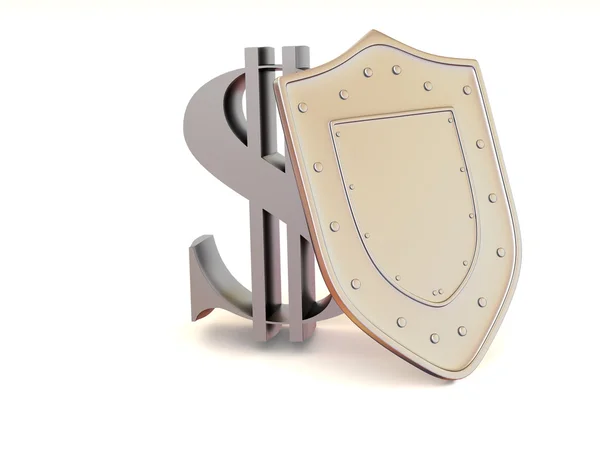 Shield with dollar — Stock Photo, Image
