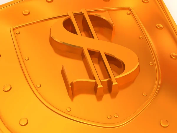 Shield with dollar — Stock Photo, Image