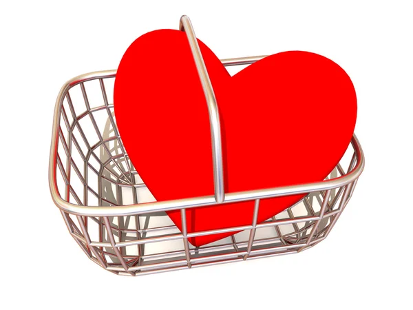 Konsumentens korg med hjärta — Stockfoto