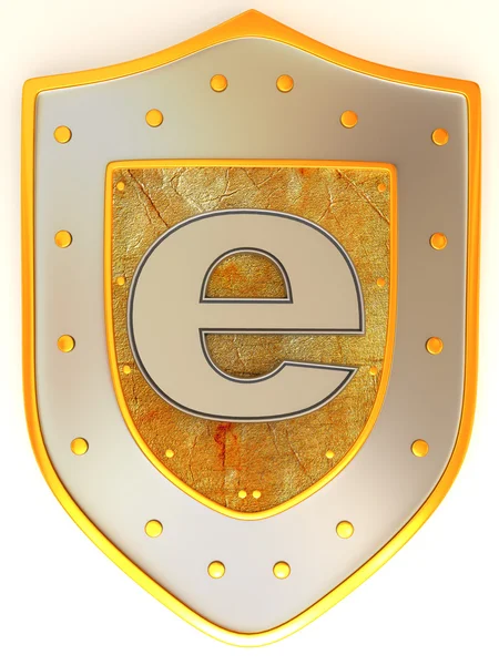 Escudo com símbolo para internet — Fotografia de Stock