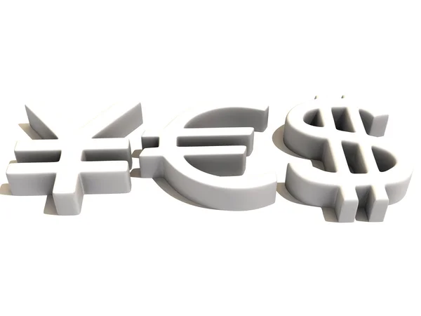 SÍ de los signos yen, dólar y euro. 3d —  Fotos de Stock