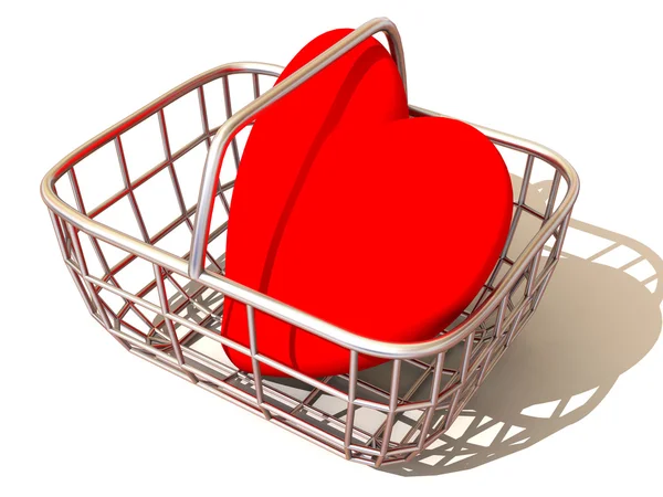 Consumer's basket with Heart — Stock Photo, Image