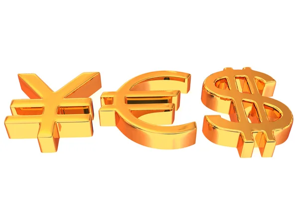 YES from signs yen, dollar and euro — Stock Photo, Image