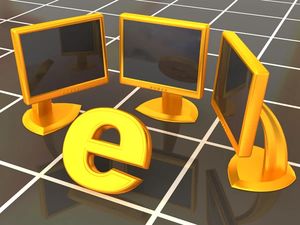 Symbol of internet with local network. 3d — Stock Photo, Image