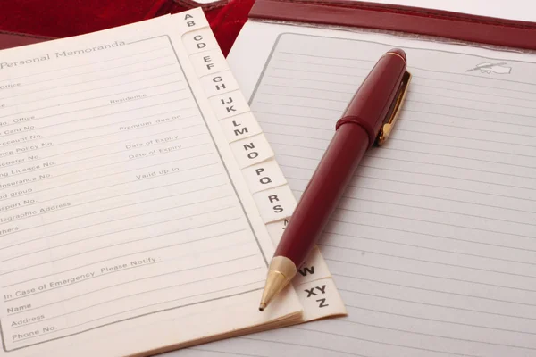 Memoranda pessoal com caneta — Fotografia de Stock