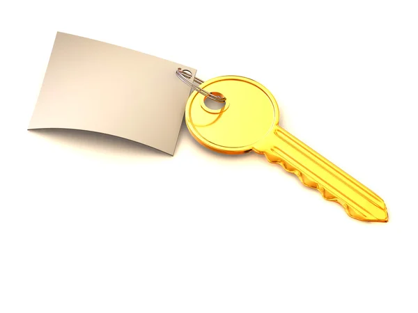 Klíč s poznámkou. 3D — Stock fotografie