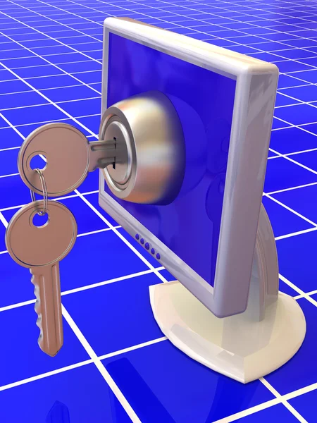 Monitore mit Schlüsseln — Stockfoto