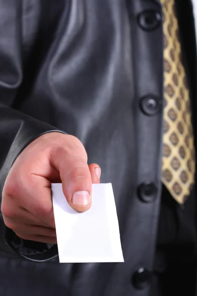 stock image Buisnessmen with message on hand.