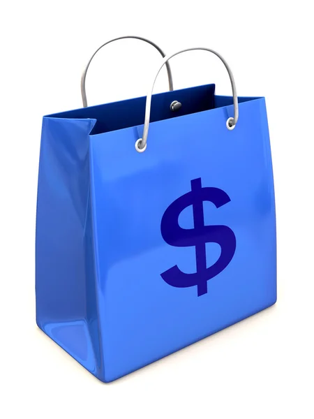 Saco de compras com dólar — Fotografia de Stock