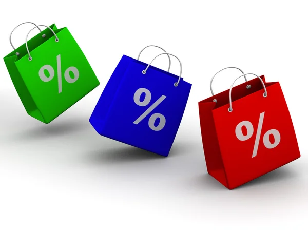 Sacos de compras com percentagem — Fotografia de Stock